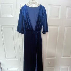 STUNNING Vintage Blue Velvet Wrap Dress